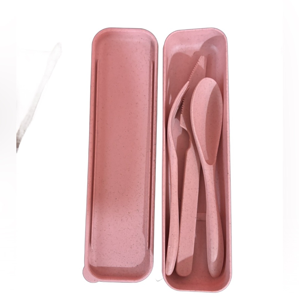 REUSABLE TRAVEL UTENSILS SET WITH CASE PINK NWOT - Picture 6 of 11